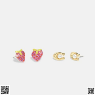 美國代購正品 草莓珍珠耳釘套裝