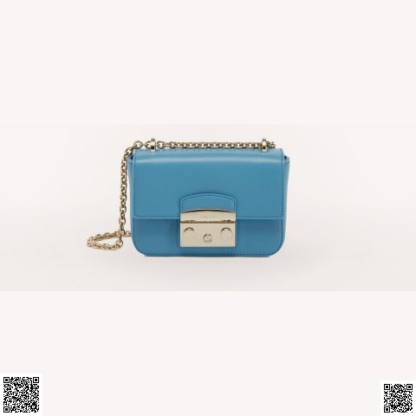 美國代購正品 Furla Metropolis 果凍藍鏈條包