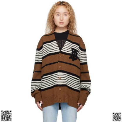 美國代購正品 Burberry Brown Striped針織開衫