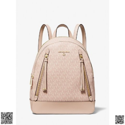 美國代購正品 Michael Kors Brooklyn 櫻花粉老花雙肩包