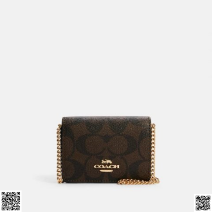 美國代購正品 Coach mini wallet 老花鏈條錢包