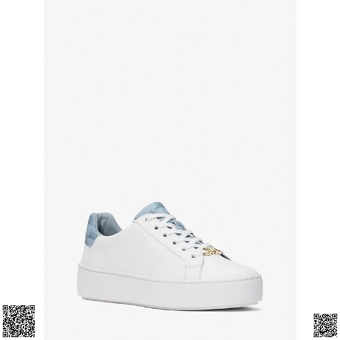 美國代購正品 Michael Kors Poppy 厚底藍尾小白鞋