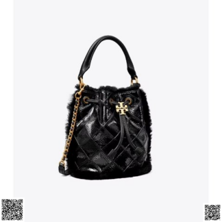 美國代購正品 Tory Burch FLEMING SOFT PATENT 毛絨菱格水桶