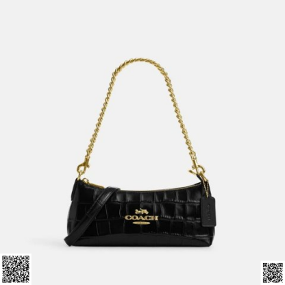 美國代購正品 Coach charlotte鰐魚壓紋法棍包