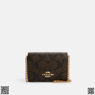 美國代購正品 Coach mini wallet 老花鏈條錢包