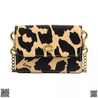 美國代購正品 Coach 豹紋鏈條卡包