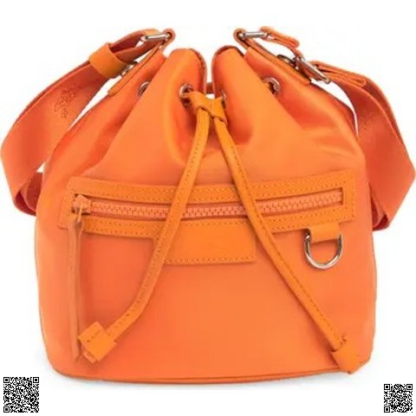 美國代購正品 Longchamp Neoprene 橘黃色水桶包