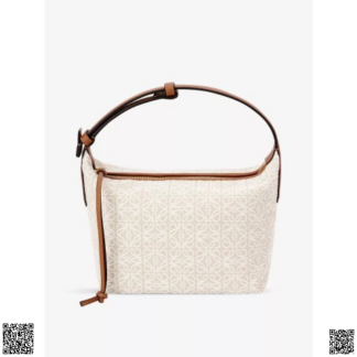 美國代購正品 LOEWE Cubi anagram small canvas and leather shoulde
