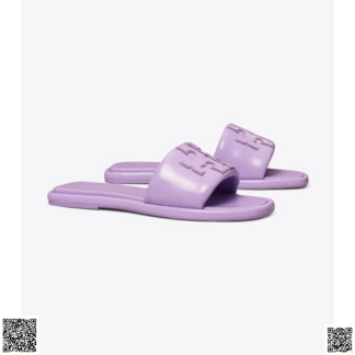 美國代購正品 Tory Burch DOUBLE T SPORT 香芋紫Logo拖鞋
