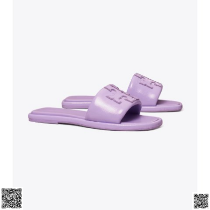 美國代購正品 Tory Burch DOUBLE T SPORT 香芋紫Logo拖鞋